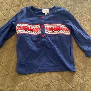 Little Britches Smocked Fire Truck Shirt
